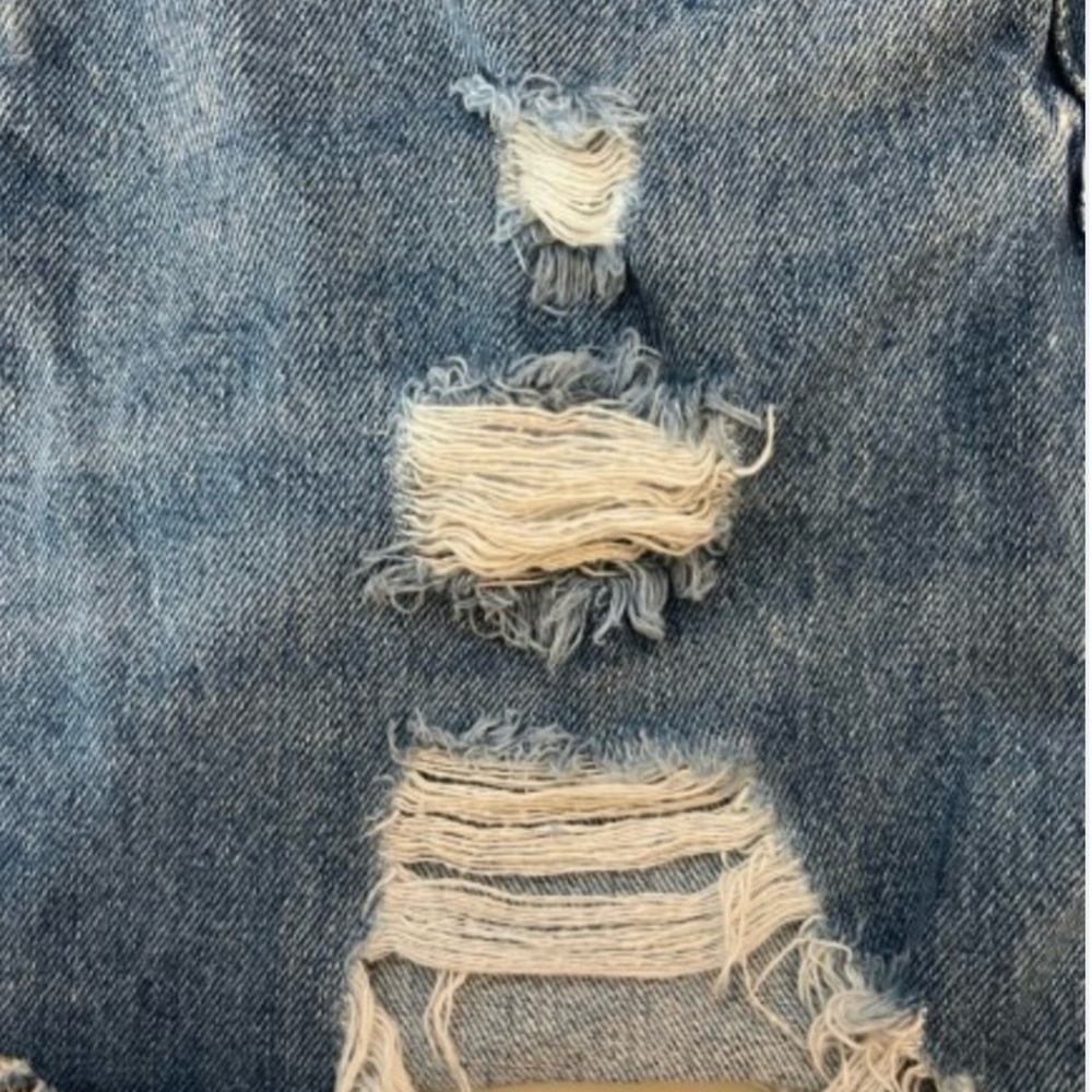 Zara Distressed Denim Mini Skirt - Blue - Picture 5 of 7